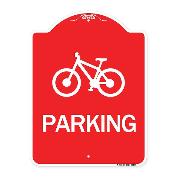 D4-3 Bicycle Parking Bicycle Parking, Red & White Aluminum Sign, 18" x 24", RW-1824-24199